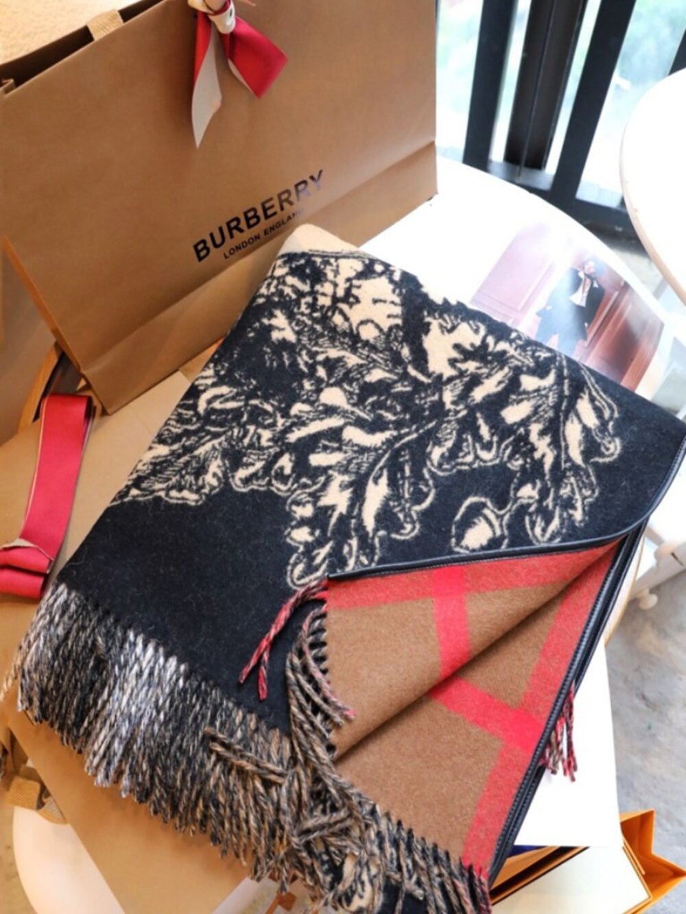 Burberry Knight Print Reversible Cape Shawl - Picture 6 of 9